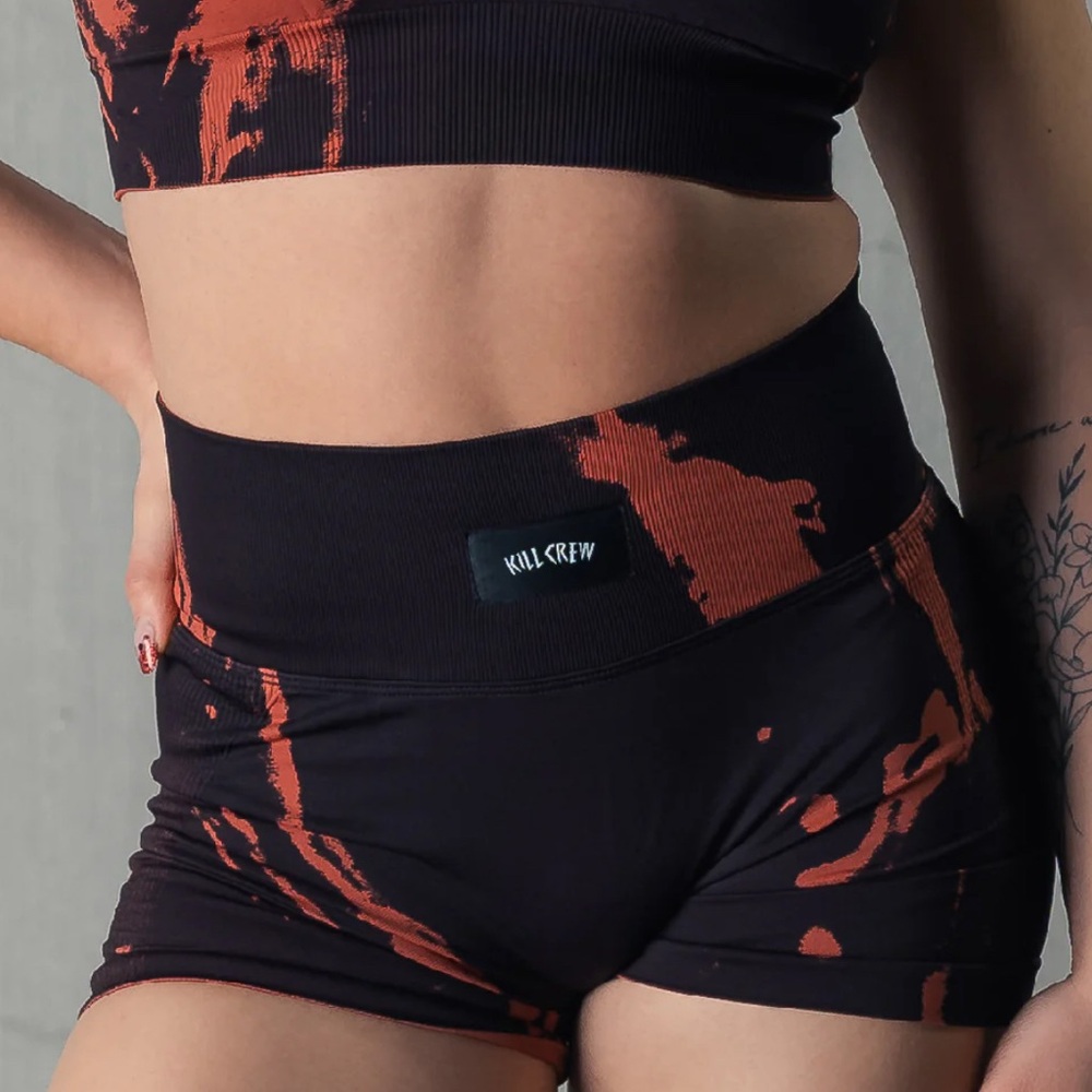 Kill Crew Women's Athletic Shorts in Black and Orange - Size L